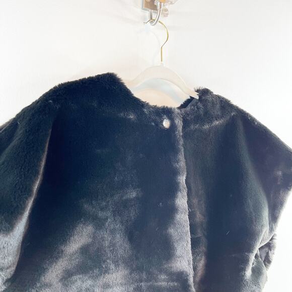 Talbots Faux Fur Cropped Shrug Vest Black Medium - Picture 7 of 15